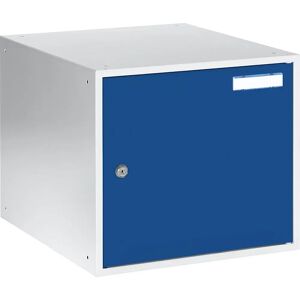 eurokraft basic Casillero bajo llave, H x A x P 350 x 400 x 450 mm, cuerpo en gris luminoso / puertas en azul genciana