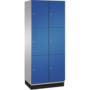 C+P Armario de compartimentos bajo llave CAMBIO con puertas de chapa de acero, 6 compartimentos de 800 mm de anchura, cuerpo aluminio blanco / puerta azul genciana