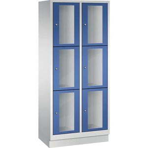 C+P Armario de compartimentos CLASSIC, altura de compartimento 510 mm, con zócalo, 6 compartimentos de 810 mm de anchura, puerta en azul genciana