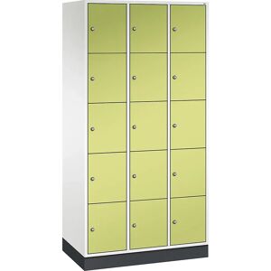 C+P Armario de compartimentos bajo llave de acero INTRO, altura de compartimento 345 mm, A x P 920 x 500 mm, 15 compartimentos, cuerpo blanco puro, puertas en verde pistacho