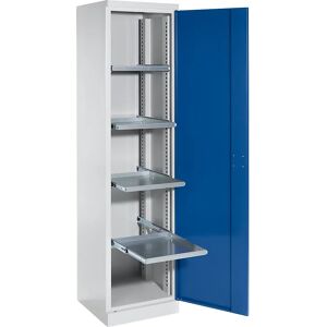 eurokraft pro Armario para material, anchura 500 mm, 4 baldas extraíbles, puerta en azul genciana