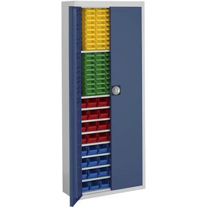 mauser Armario-almacén con cajas visualizables, H x A x P 1740 x 680 x 280 mm, bicolor, cuerpo gris, puertas en azul, 138 cajas