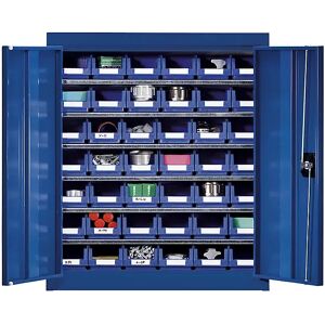 eurokraft pro Armario para material con cajas de almacén, altura 780 mm, 6 baldas, azul genciana