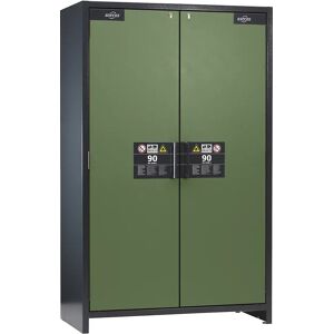 asecos Armario industrial resistente al fuego de tipo 90 para sustancias peligrosas, H x A x P 1955 x 1200 x 615 mm, puertas en verde reseda