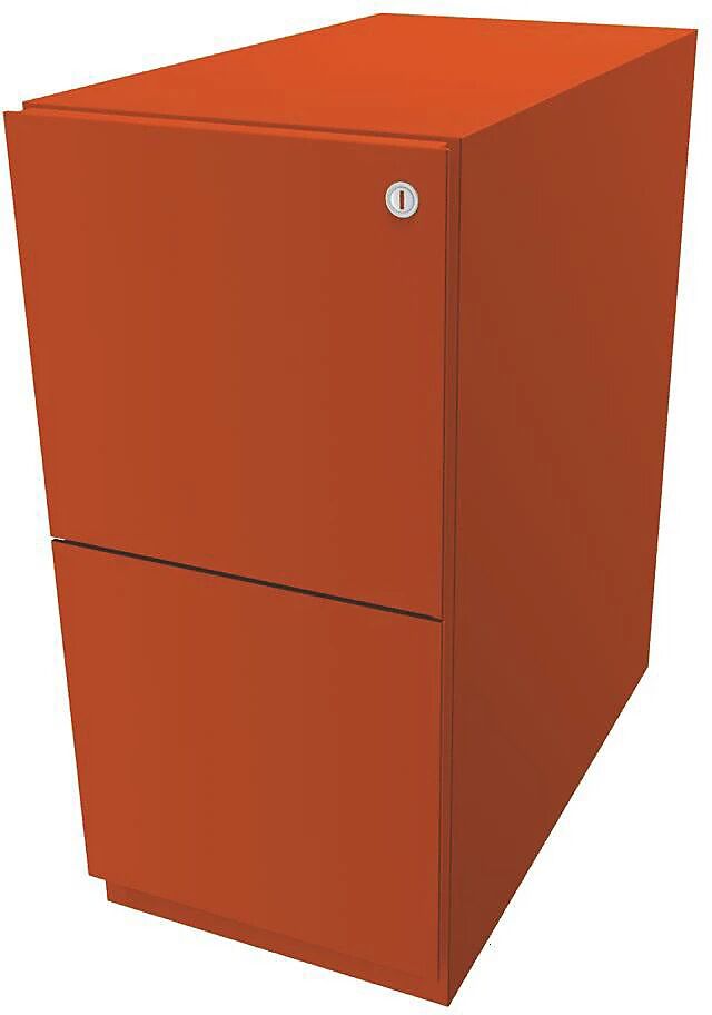 BISLEY Buck rodante Note™, con 2 cajones para archivadores colgantes, H x A 645 x 300 mm, naranja