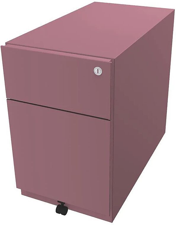 BISLEY Buck rodante Note™ con 1 archivador colgante y 1 cajón universal, H x A x P 495 x 300 x 565 mm, con tirador, rosa