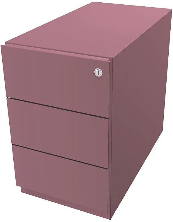 BISLEY Buck rodante Note™ con 3 cajones universales, H x A x P 495 x 300 x 565 mm, con tirador, rosa