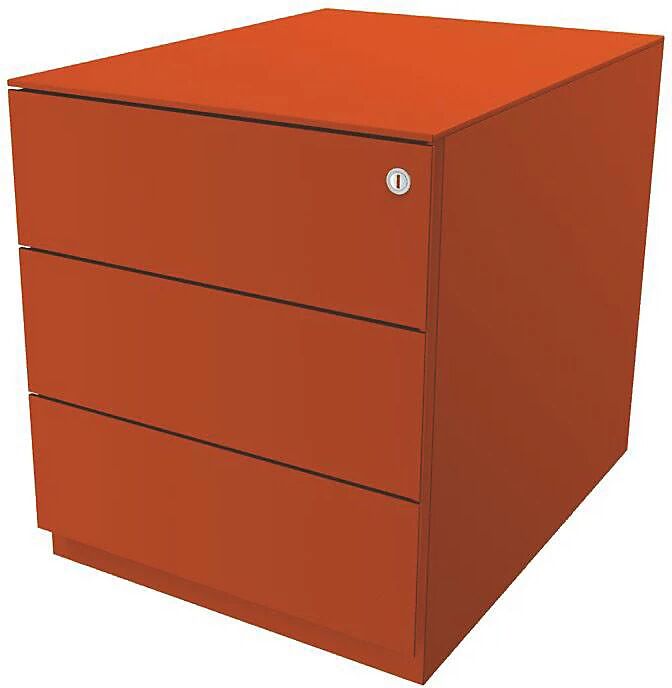 BISLEY Buck rodante Note™ con 3 cajones universales, H x A x P 502 x 420 x 565 mm, con tirador y cubierta, naranja