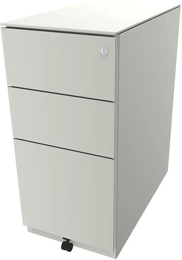 BISLEY Buck rodante Note™ con 2 cajones universales y 1 archivador colgante, H x A x P 652 x 300 x 565 mm, con cubierta, blanco puro