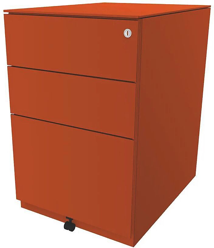 BISLEY Buck rodante Note™ con 2 cajones universales y 1 archivador colgante, H x A x P 652 x 420 x 565 mm, con cubierta, naranja