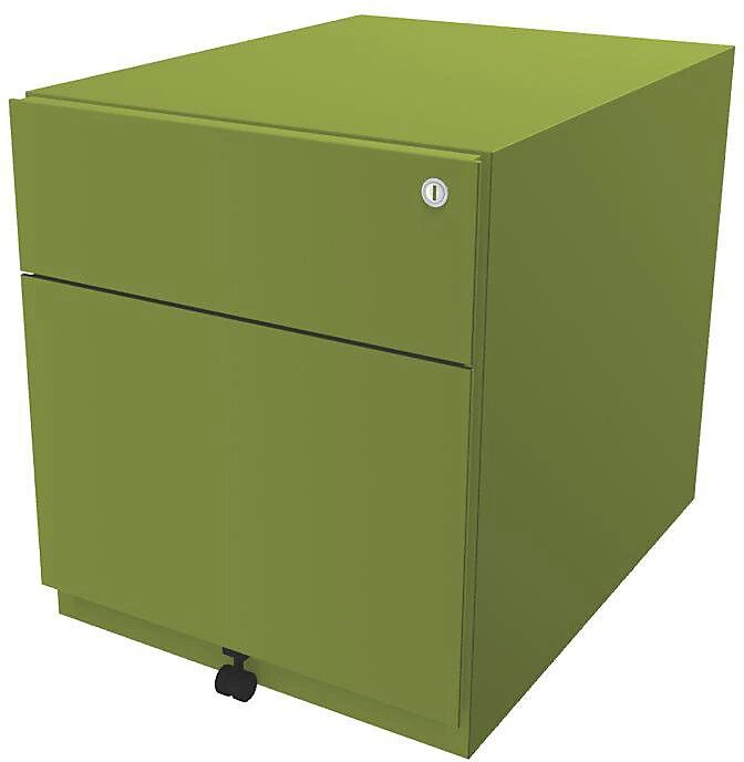 BISLEY Buck rodante Note™ con 1 archivador colgante y 1 cajón universal, H x A x P 495 x 420 x 565 mm, con tirador, verde