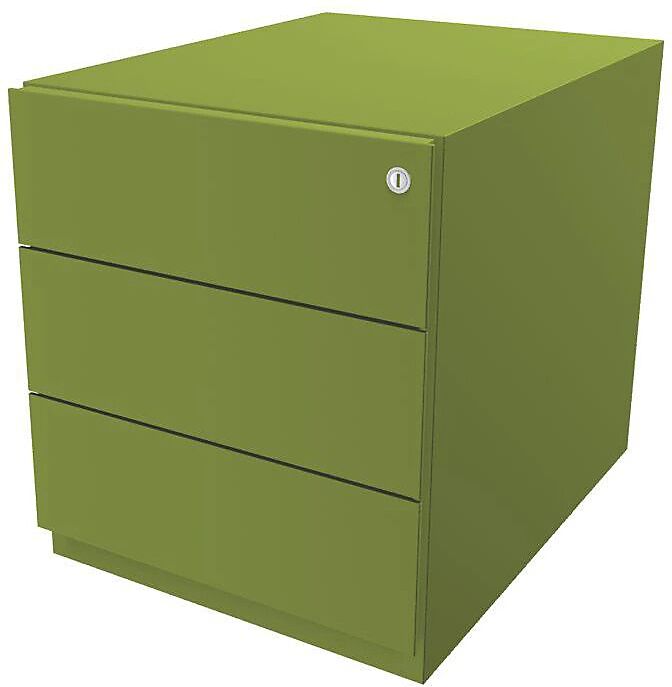 BISLEY Buck rodante Note™ con 3 cajones universales, H x A x P 495 x 420 x 565 mm, con tirador, verde