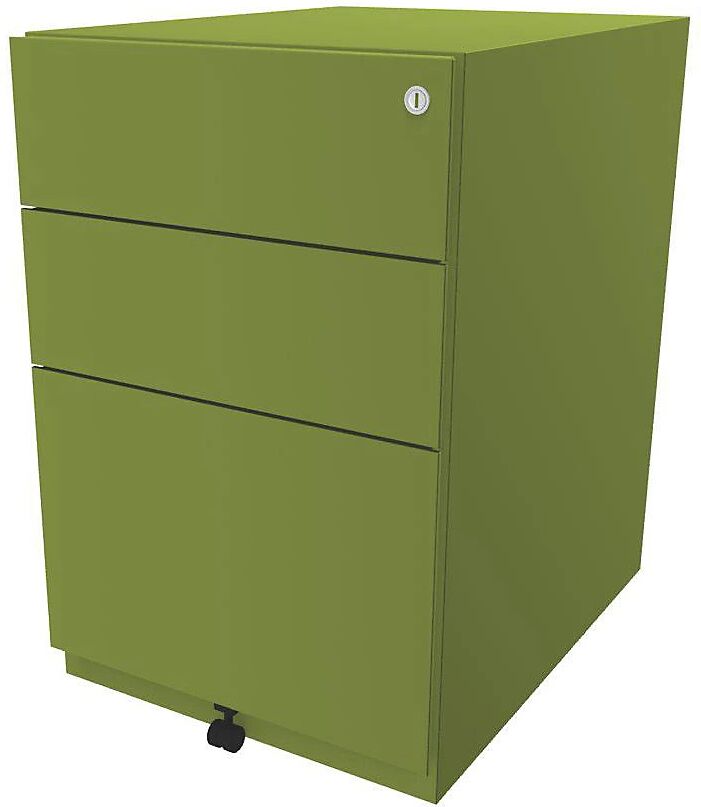 BISLEY Buck rodante Note™ con 2 cajones universales y 1 archivador colgante, H x A x P 645 x 420 x 565 mm, verde