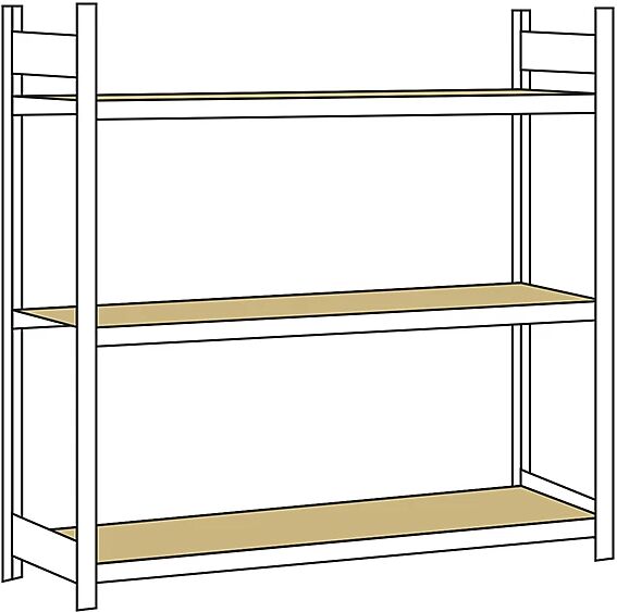 SCHULTE Estantería amplia, con tableros de aglomerado, altura 2000 mm, anchura útil 2000 mm, estantería básica, profundidad 600 mm