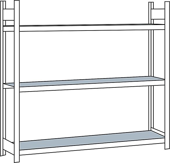 SCHULTE Estantería amplia, con baldas de acero, altura 2000 mm, anchura útil 2500 mm, estantería básica, profundidad 400 mm