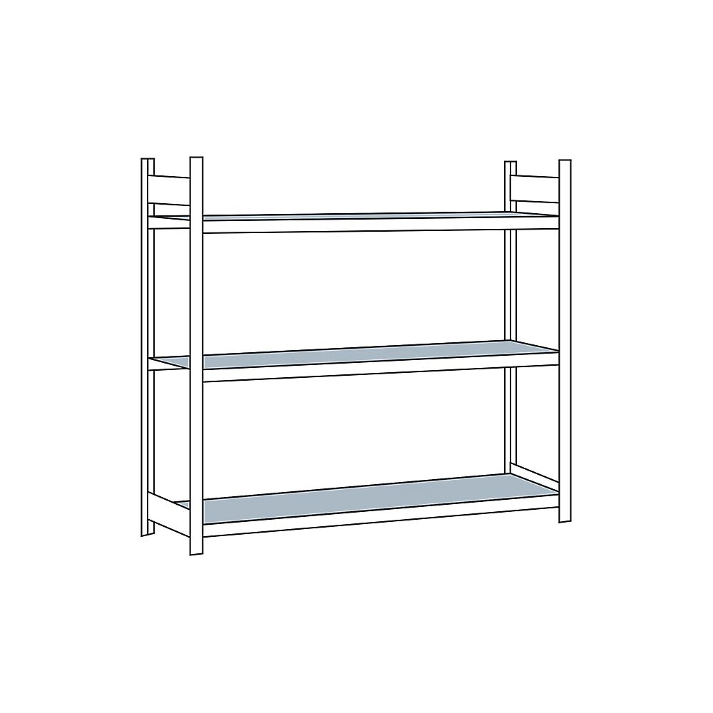 SCHULTE Estantería amplia, con baldas de acero, altura 2000 mm, anchura útil 2500 mm, estantería básica, profundidad 600 mm
