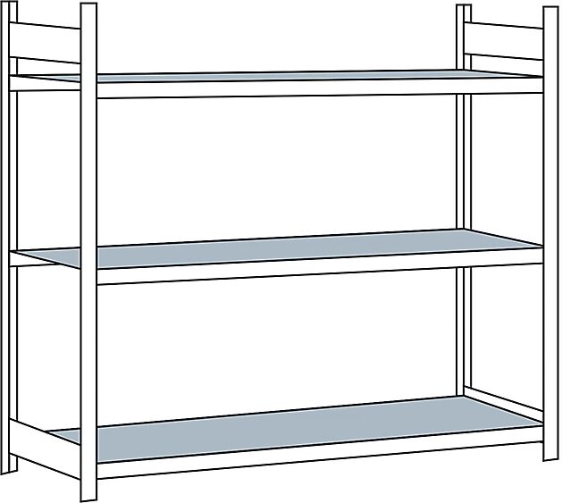SCHULTE Estantería amplia, con baldas de acero, altura 2000 mm, anchura útil 2500 mm, estantería básica, profundidad 800 mm