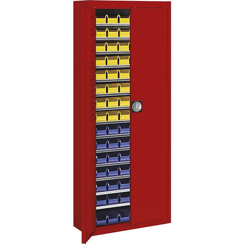 mauser Armario-almacén con cajas visualizables, H x A x P 1740 x 680 x 280 mm, monocolor, rojo, 90 cajas