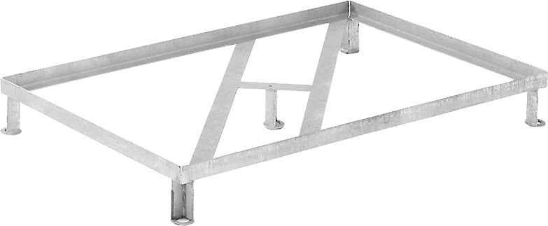 CEMO Bastidor de patas de acero para cubeta colectora de PFV, con dimensiones: L x A x H 1280 x 850 x 270 mm, para cubetas con 2 bidones, galvanizada