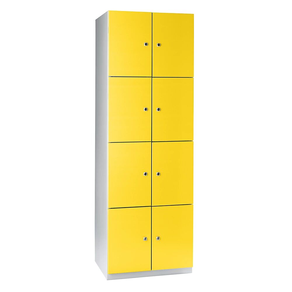 Wolf Armario de compartimentos, 8 compartimentos, 1800 x 600 x 500 mm, puertas en amarillo zinc