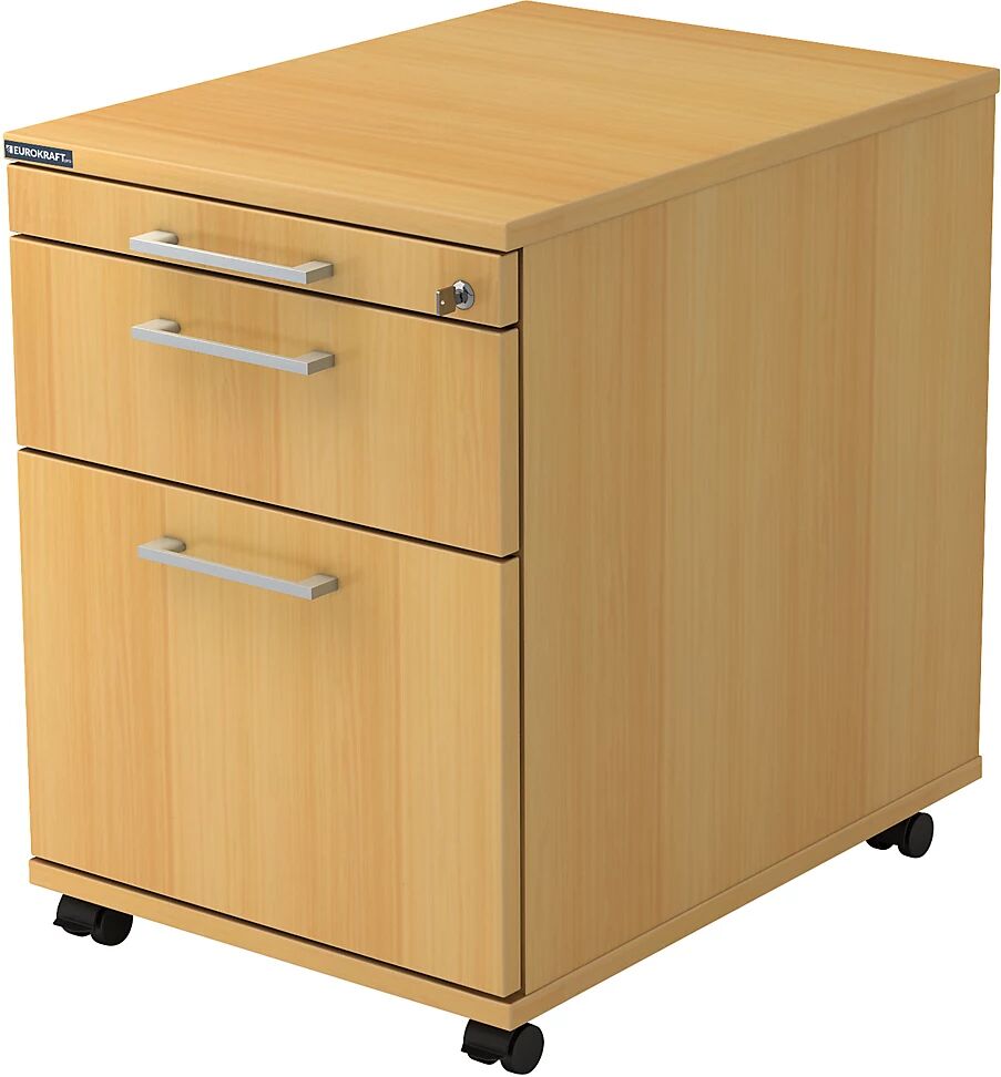 eurokraft pro Buck rodante, 1 cajón para utensilios, 1 cajón para material, 1 archivador colgante, profundidad 580 mm, decoración de haya