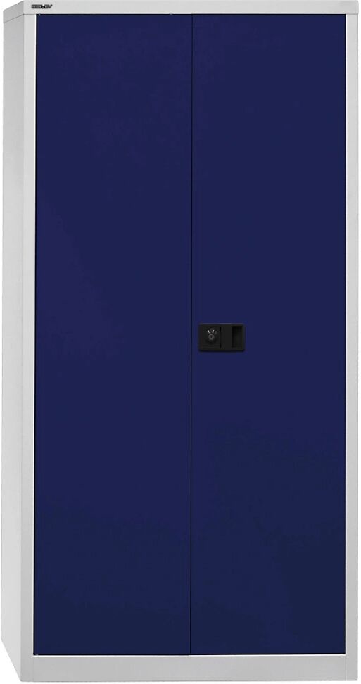 BISLEY Armario de puertas batientes UNIVERSAL, H x A x P 1950 x 914 x 400 mm, con módulo guardarropa, gris luminoso / azul oxford