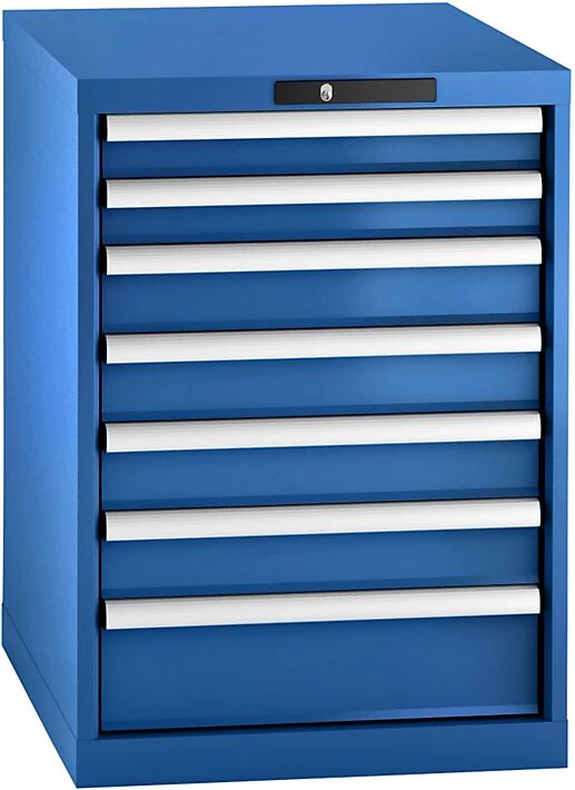 LISTA Cajonera, chapa de acero, H x A 800 x 564 mm, 7 cajones, azul genciana