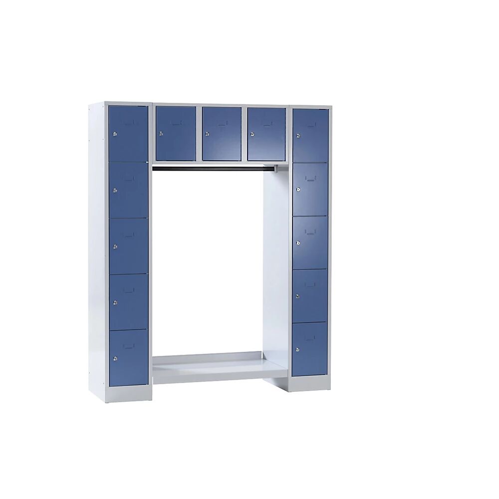 Wolf Perchero modular, abierto, H x A total 1850 x 1500 mm, 13 compartimentos, azul colombino