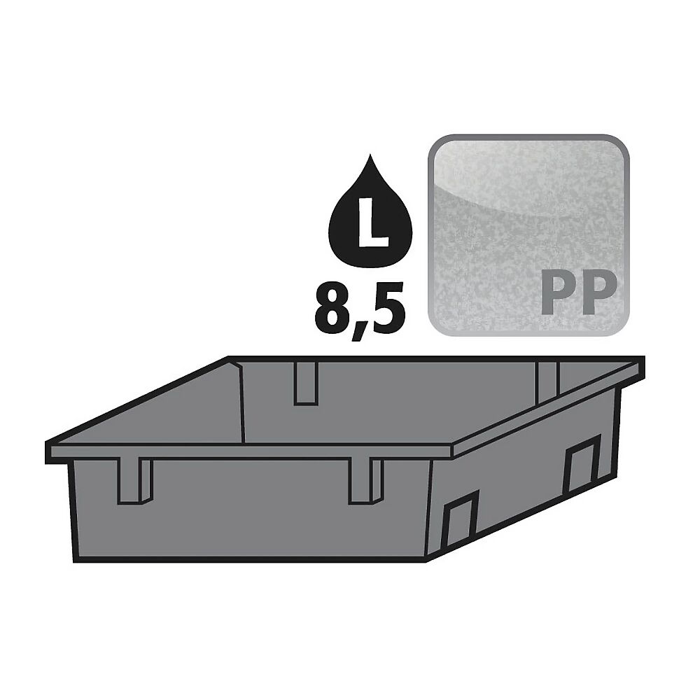 asecos Cubeta encajable de PE, para cubeta extraíble, A x P x H 318 x 449 x 66 mm
