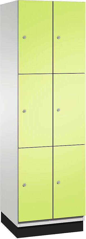 C+P Armario de compartimentos bajo llave CAMBIO con puertas de chapa de acero, 6 compartimentos de 600 mm de anchura, cuerpo gris luminoso / puerta verde pistacho