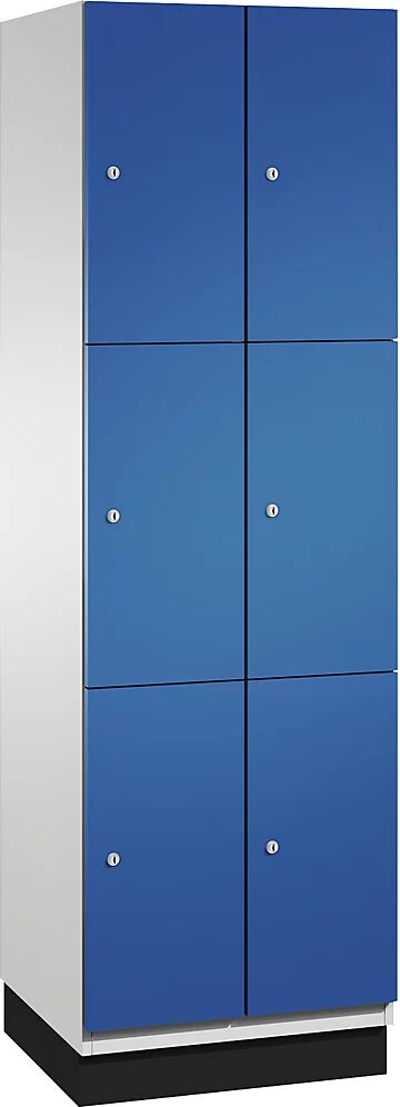 C+P Armario de compartimentos bajo llave CAMBIO con puertas de chapa de acero, 6 compartimentos de 600 mm de anchura, cuerpo gris luminoso / puerta azul genciana