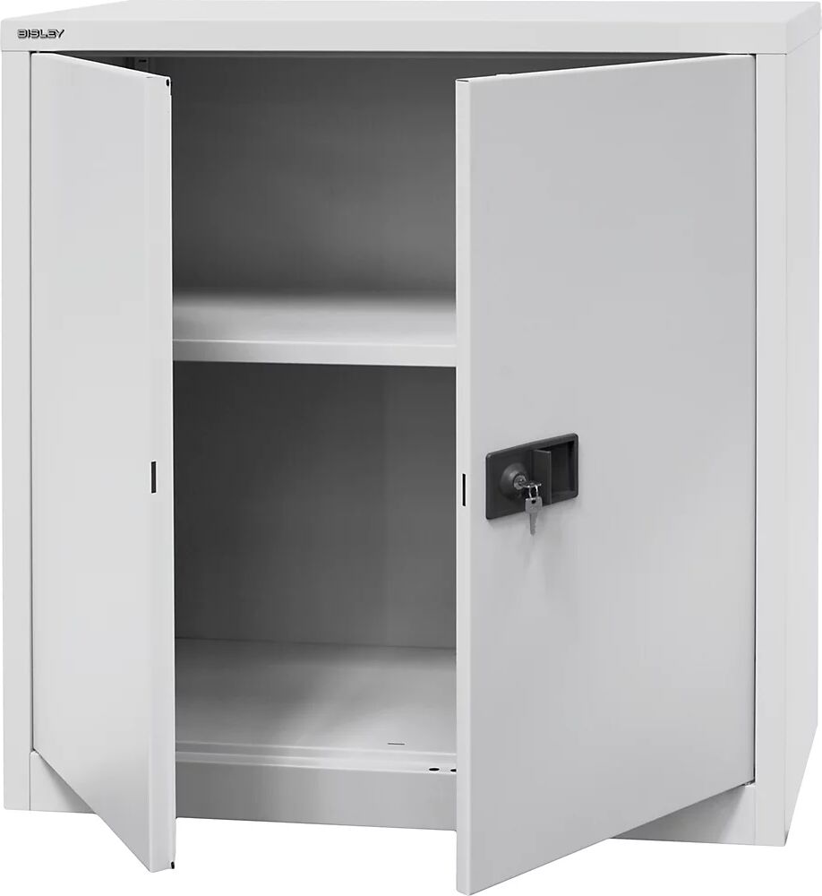 BISLEY Armario de puertas batientes UNIVERSAL, H x A x P 1000 x 914 x 400 mm, 1 balda, 2 pisos de archivadores, gris luminoso