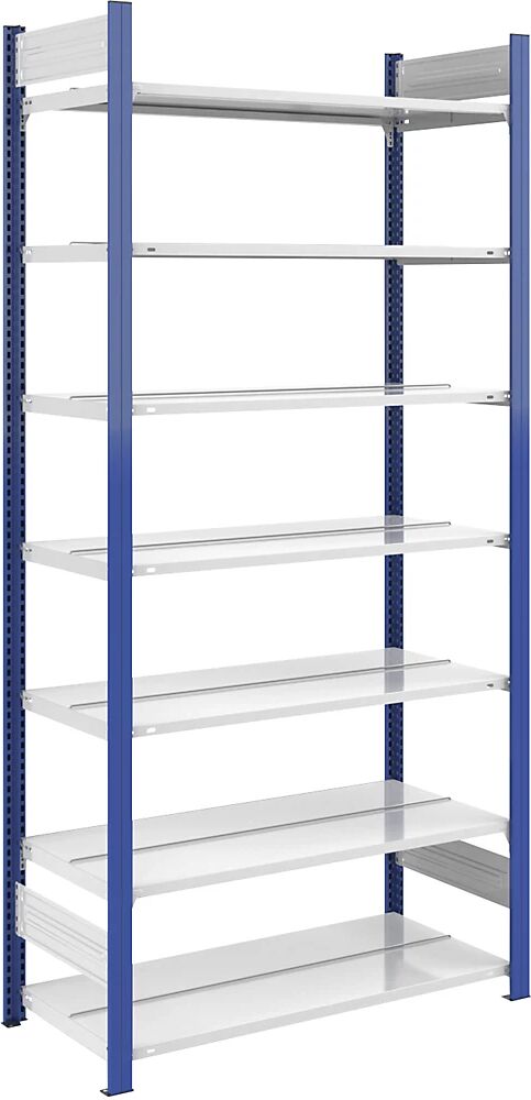 hofe Estantería ensamblable para archivadores, por ambos lados, altura 2350 mm, A x P 1000 x 600 mm, estantería básica, azul / gris