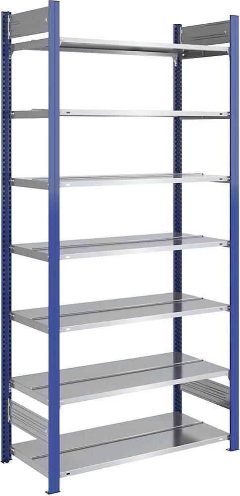 hofe Estantería ensamblable para archivadores, por ambos lados, altura 2350 mm, A x P 1000 x 600 mm, estantería básica, azul / galvanizada