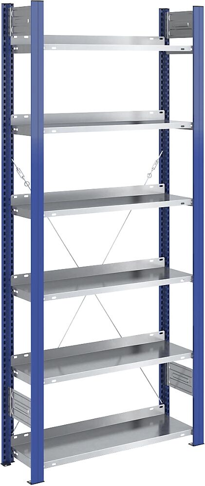 hofe Estantería ensamblable para archivadores, por un lado, altura 2000 mm, A x P 750 x 300 mm, estantería básica, azul / galvanizada