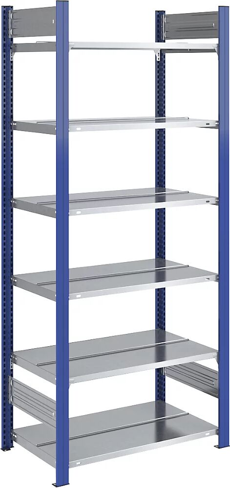 hofe Estantería ensamblable para archivadores, por ambos lados, altura 2000 mm, A x P 750 x 600 mm, estantería básica, azul / galvanizada