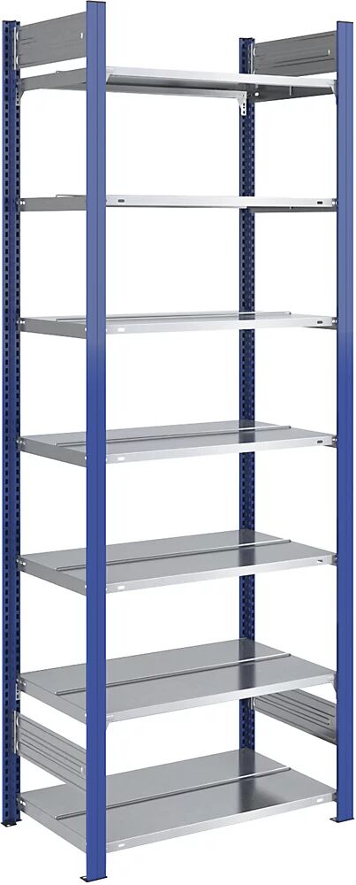 hofe Estantería ensamblable para archivadores, por ambos lados, altura 2350 mm, A x P 750 x 600 mm, estantería básica, azul / galvanizada