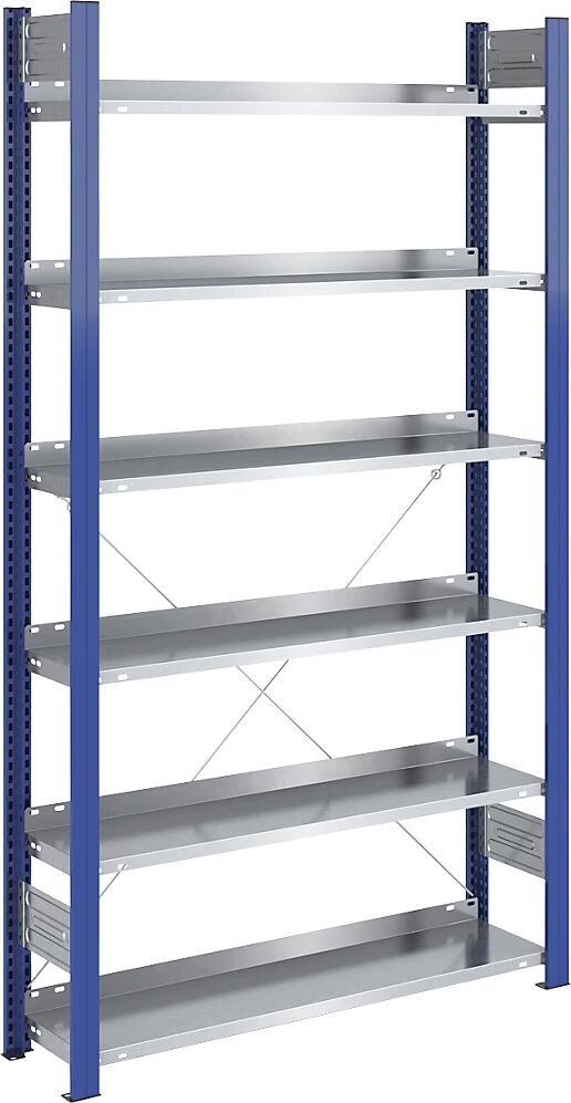 hofe Estantería ensamblable para archivadores, por un lado, altura 2000 mm, A x P 1000 x 300 mm, estantería básica, azul / galvanizada