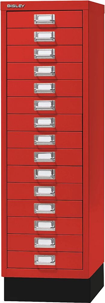 BISLEY Serie 39 MultiDrawer™, con zócalo, DIN A4, 15 cajones, rojo cardenal, negro