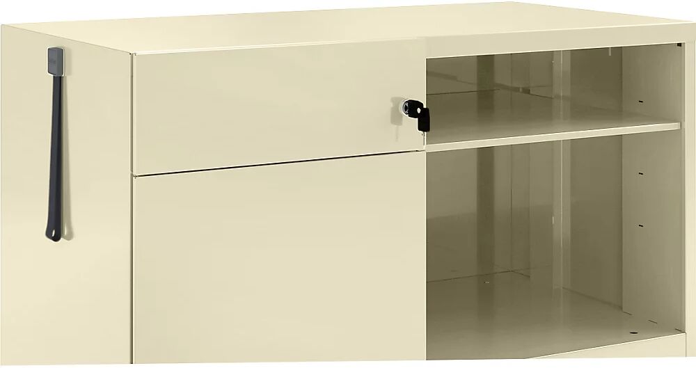 BISLEY Note™ CADDY, H x A x P 563 x 900 x 490 mm, a la izquierda 1 cajón universal y archivador colgante, marfil claro