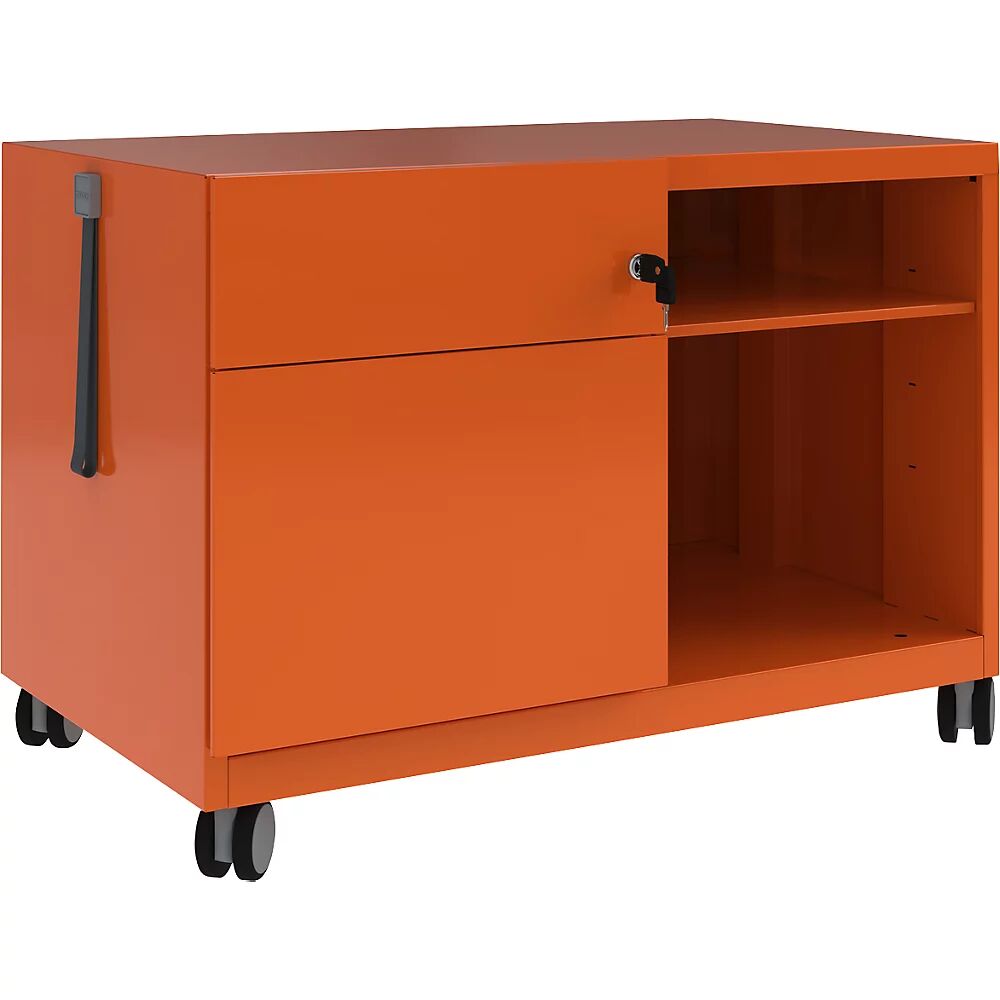BISLEY Note™ CADDY, H x A x P 563 x 800 x 490 mm, a la izquierda 1 cajón universal y archivador colgante, naranja