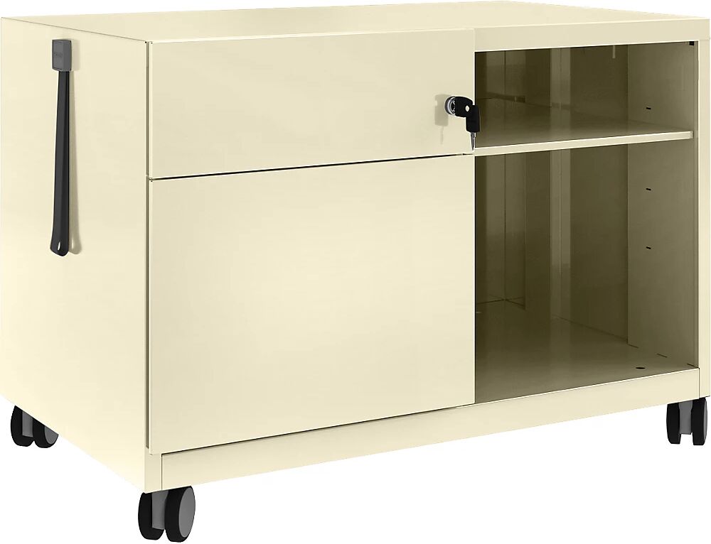 BISLEY Note™ CADDY, H x A x P 563 x 800 x 490 mm, a la izquierda 1 cajón universal y archivador colgante, marfil claro