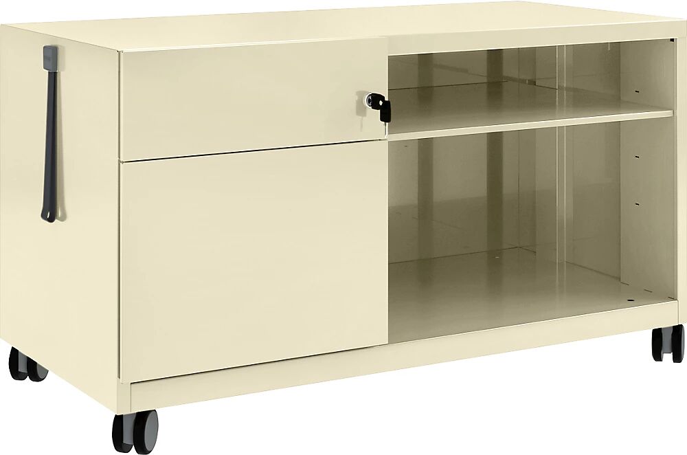 BISLEY Note™ CADDY, H x A x P 563 x 1000 x 490 mm, a la izquierda 1 cajón universal y archivador colgante, marfil claro