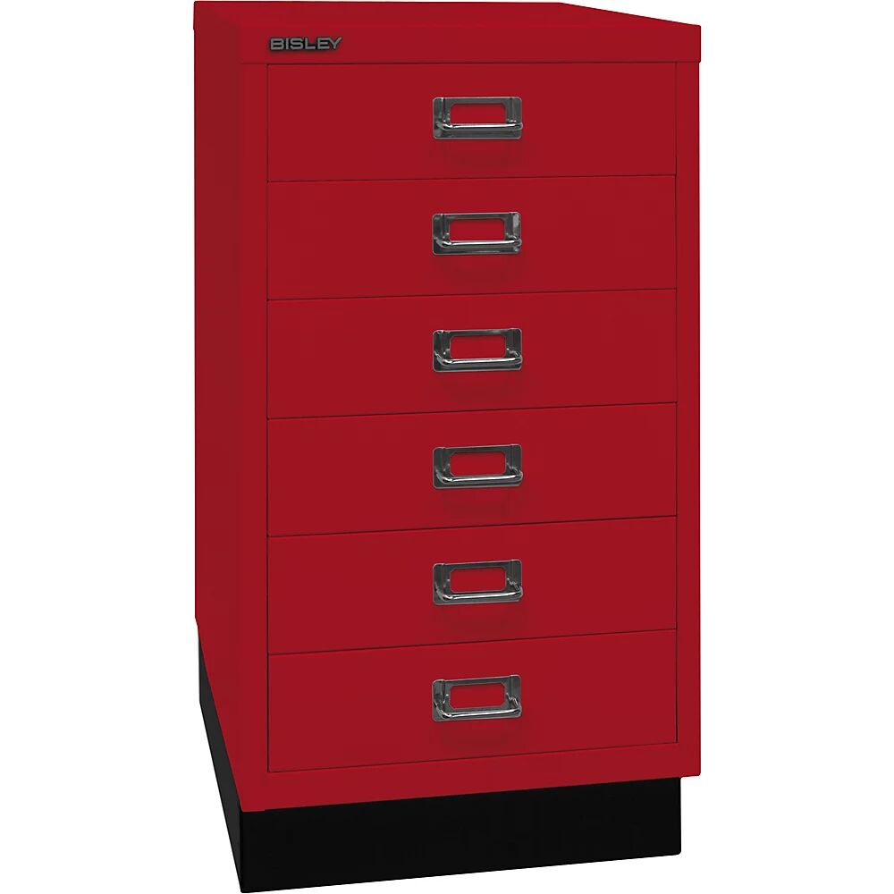 BISLEY Serie 39 MultiDrawer™, con zócalo, DIN A3, 6 cajones, rojo cardenal, negro