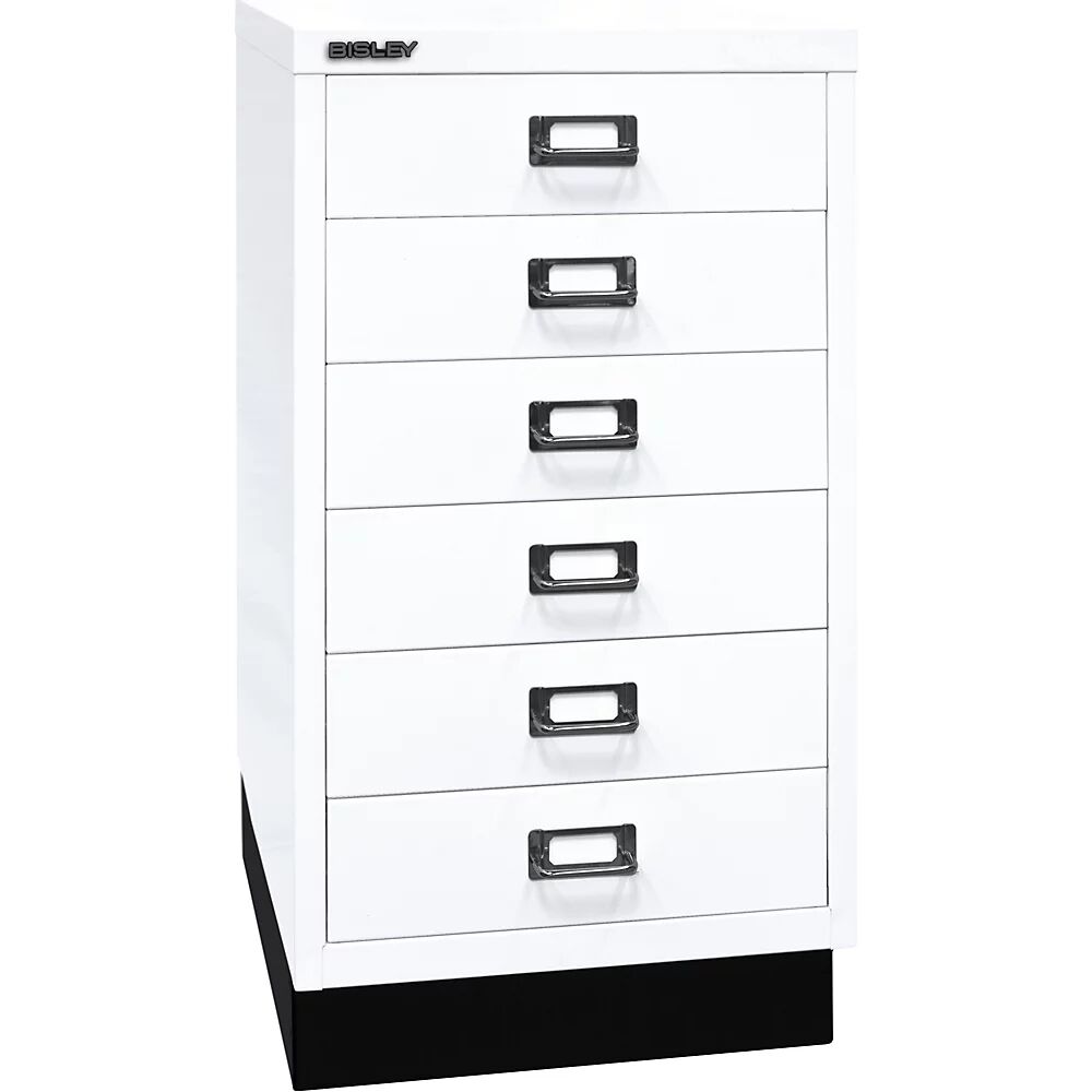 BISLEY Serie 39 MultiDrawer™, con zócalo, DIN A3, 6 cajones, blanco tráfico, negro