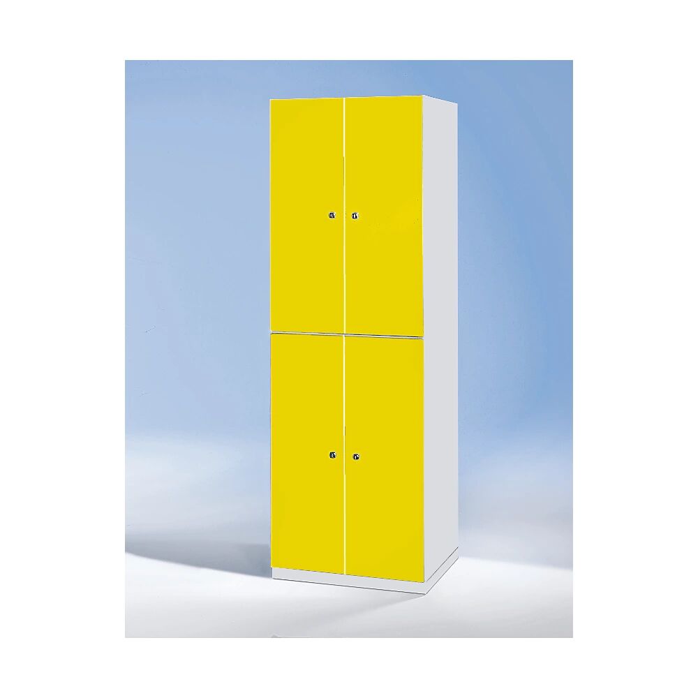 Wolf Armario de compartimentos, 4 compartimentos, 1800 x 600 x 500 mm, puertas en amarillo zinc