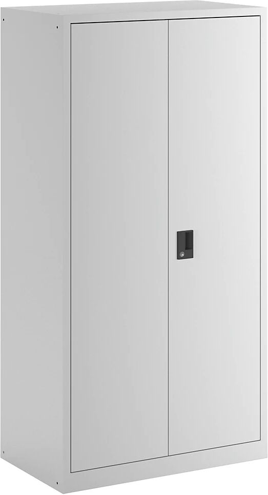 LISTA Armario de puertas batientes, H x A x P 1950 x 1000 x 580 mm, cuerpo vacío con pared separadora, gris luminoso