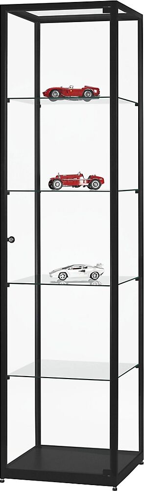 kaiserkraft Vitrina, altura 1984 mm, sin iluminación, A x P 500 x 500 mm, cuadrada, negro