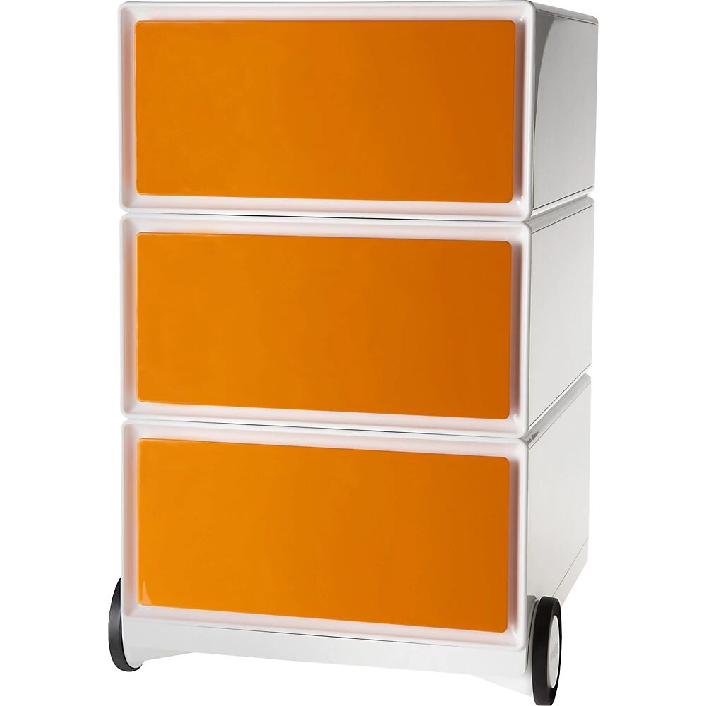 Paperflow Buck rodante easyBox®, 3 cajones, blanco / naranja
