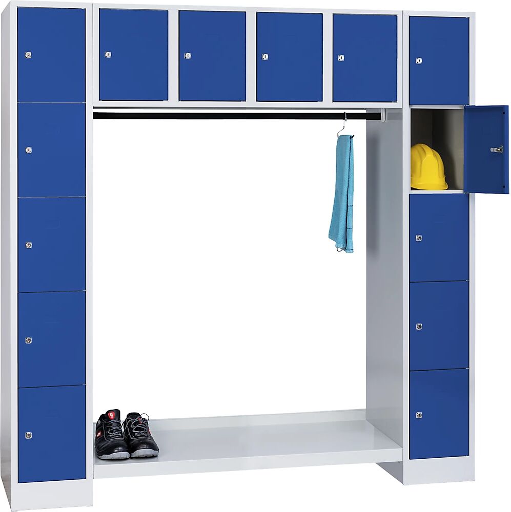 Wolf Perchero modular, abierto, H x A total 1850 x 1800 mm, 14 compartimentos, azul genciana RAL 5010